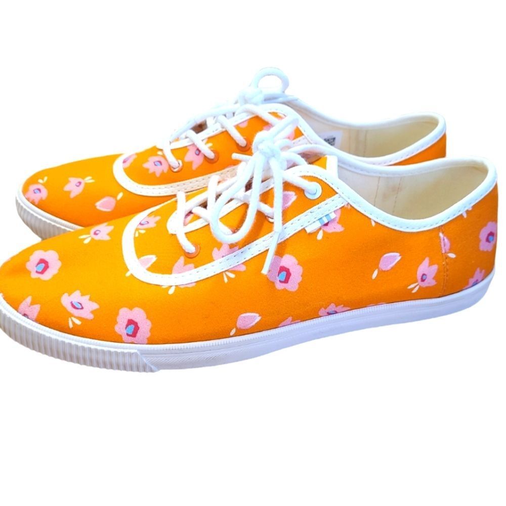 TOMS Persimmon Orange Spring Floral Sneakers Womens Size 9